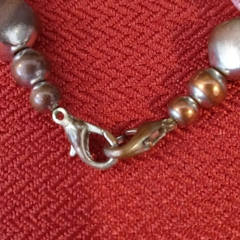 Child's bracelet 6 in pink and amber beads Lobster Claw closure